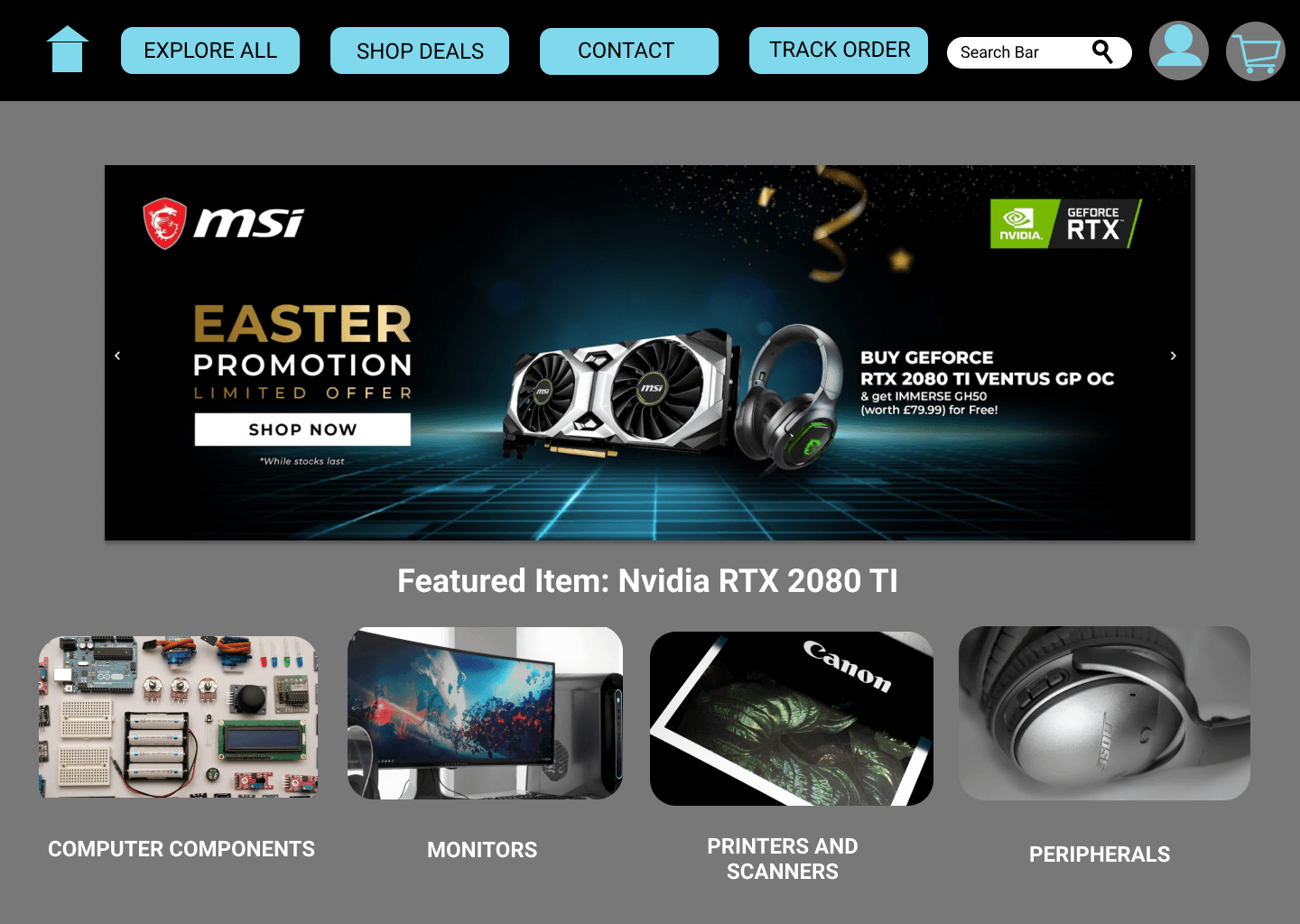 Medium fidelity prototype screen 1