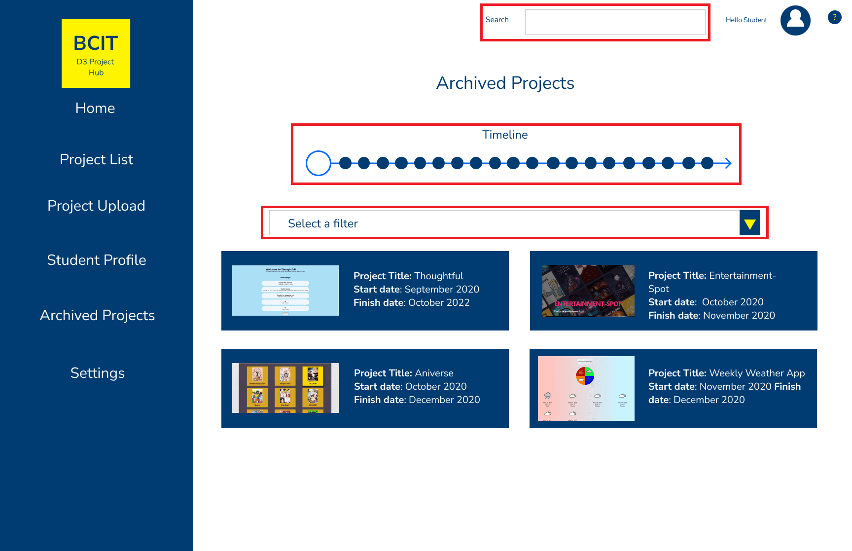 Ideation materials for D3 Project Hub
