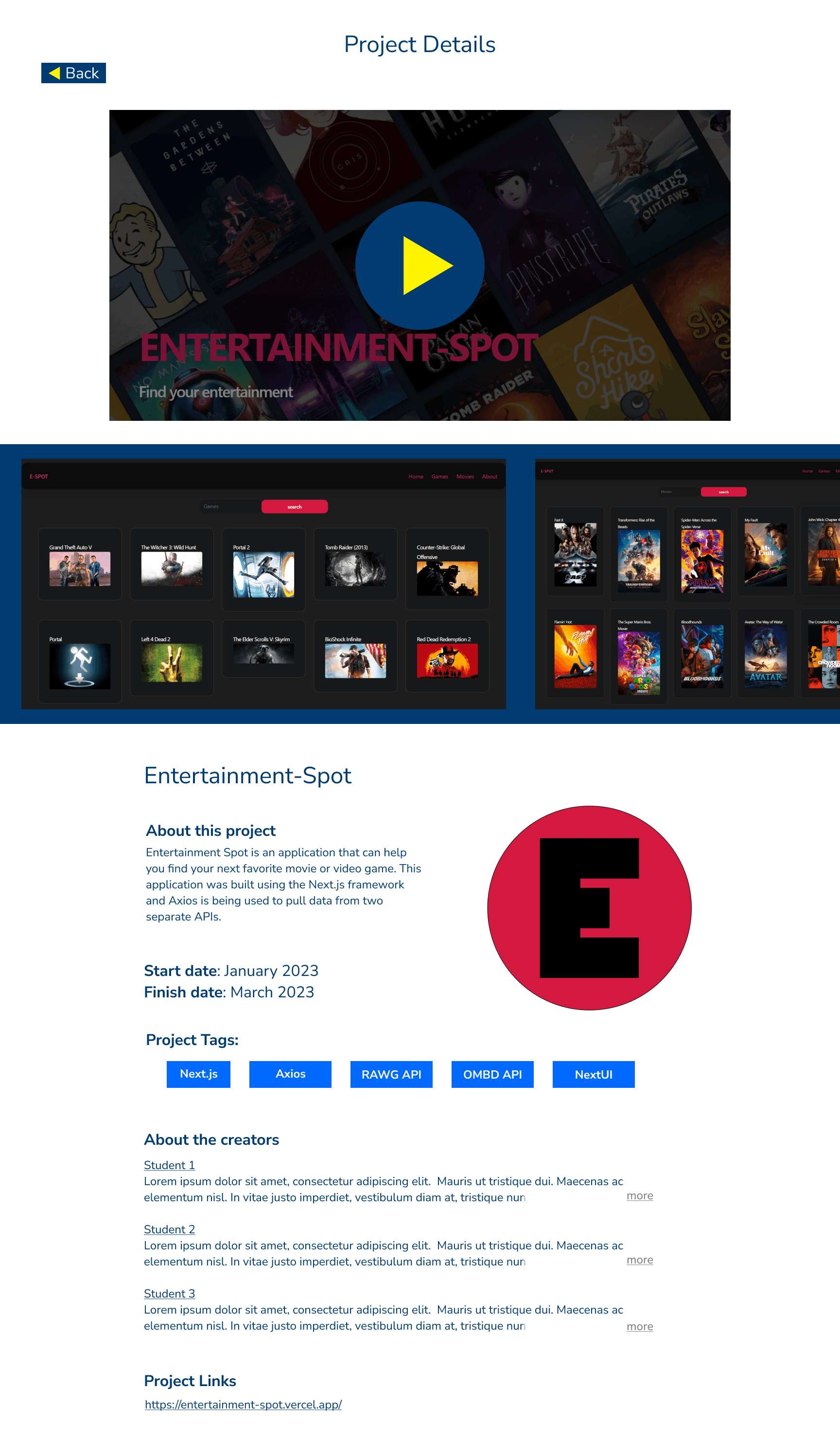 Wireframe for D3 Project Hub