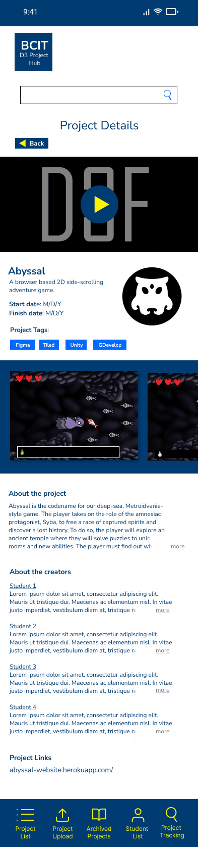 Wireframe for D3 Project Hub