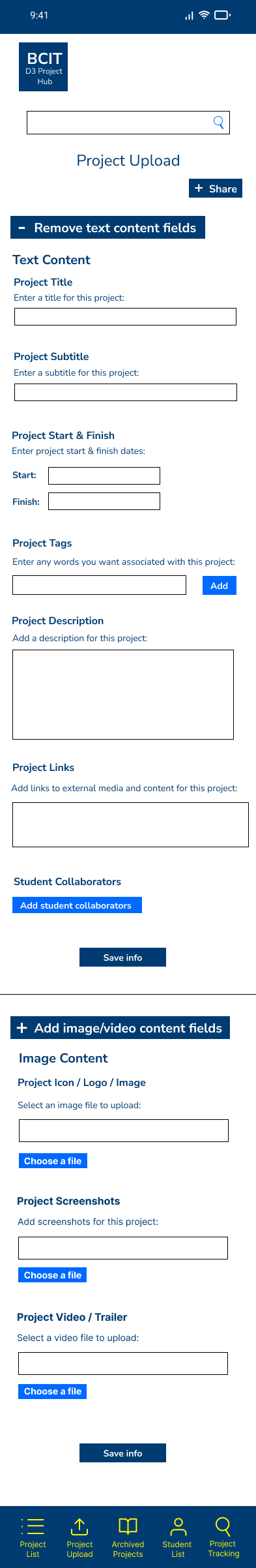 Wireframe for D3 Project Hub