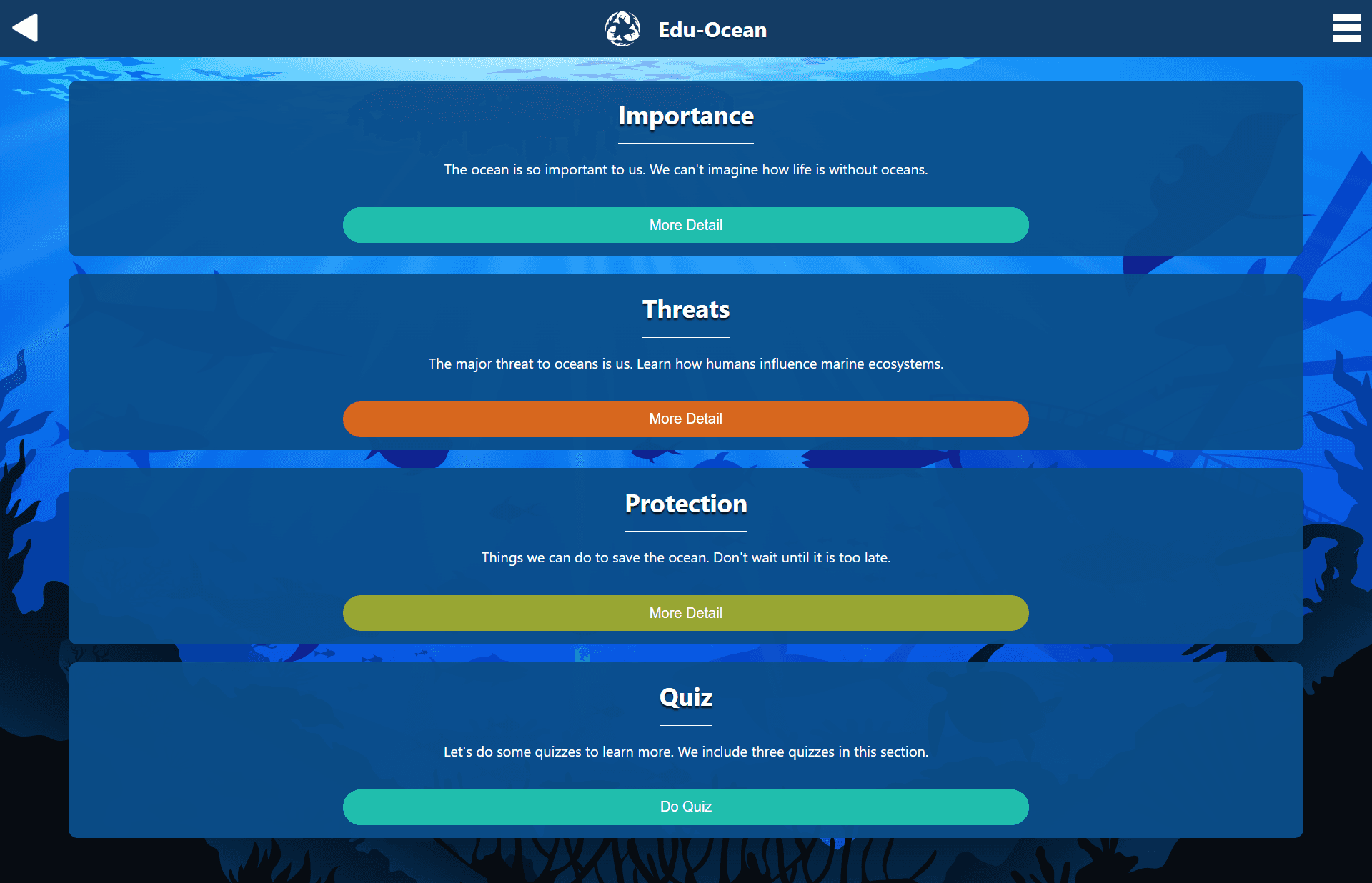 Edu-Ocean final design screen 1