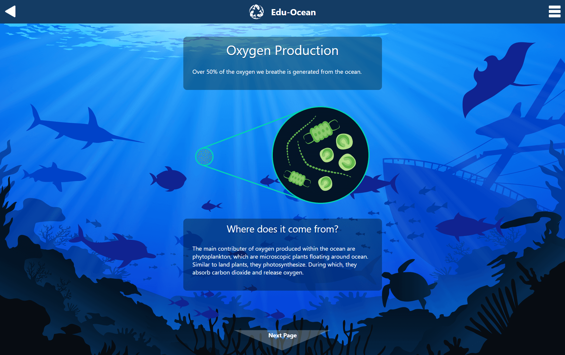 Edu-Ocean final design screen 3