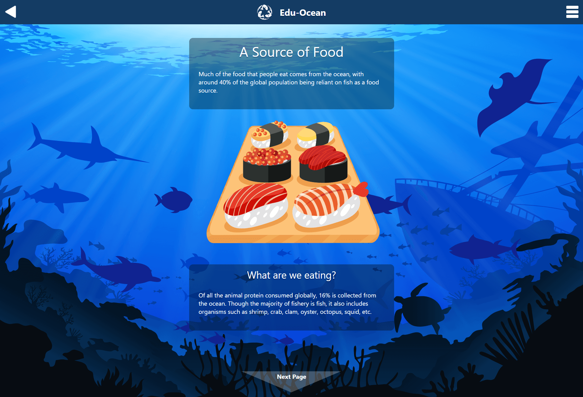 Edu-Ocean final design screen 4