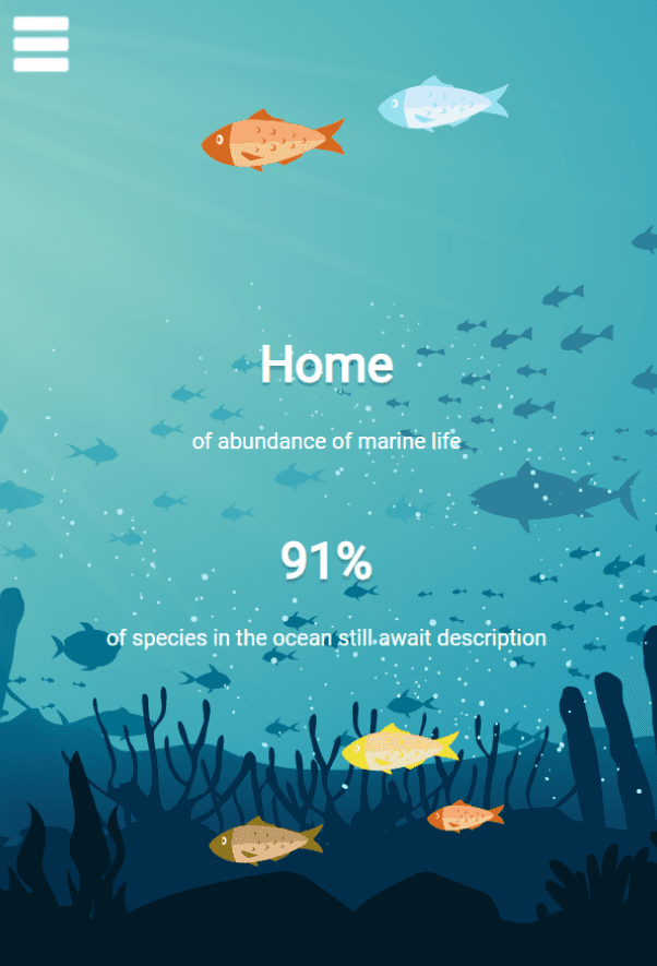 Edu-Ocean high fidelity prototype version 1 screen 1