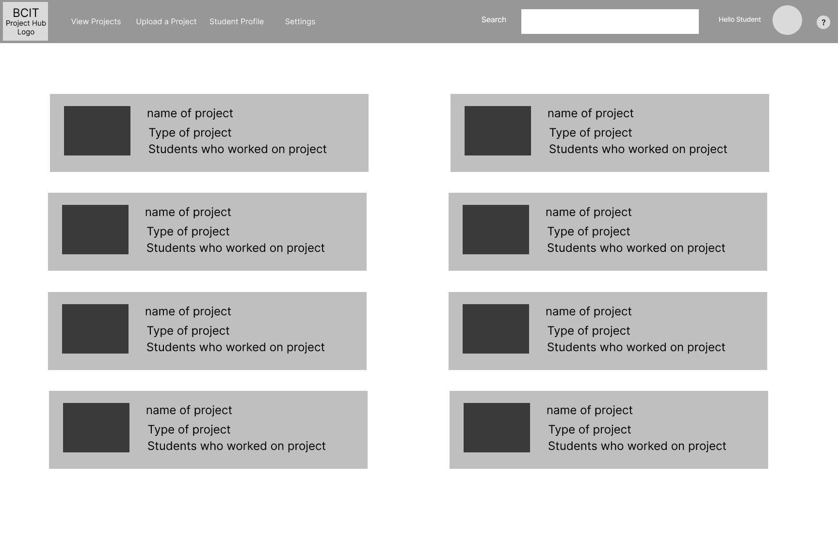 Wireframe materials for D3 Project Hub