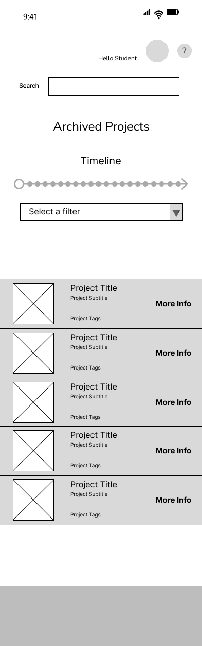 Wireframe materials for D3 Project Hub